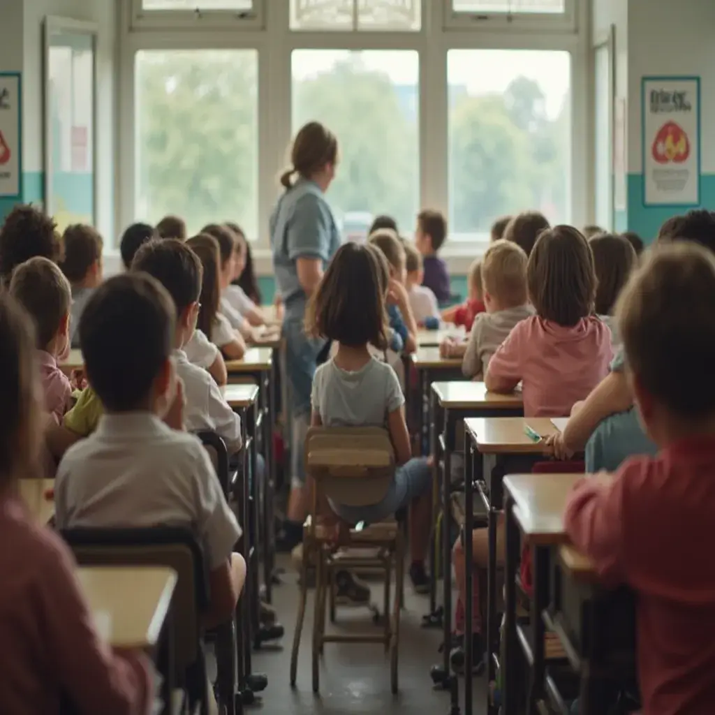 sala de aula cheia de alunos dificultando o aprendizado